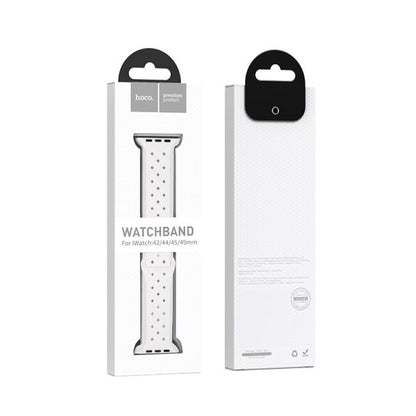 Apple Watch 44 / 45 / 46 / 49mm hoco. iWatch WA16 Flexible series bamboo pattern solid color silicone strap - white