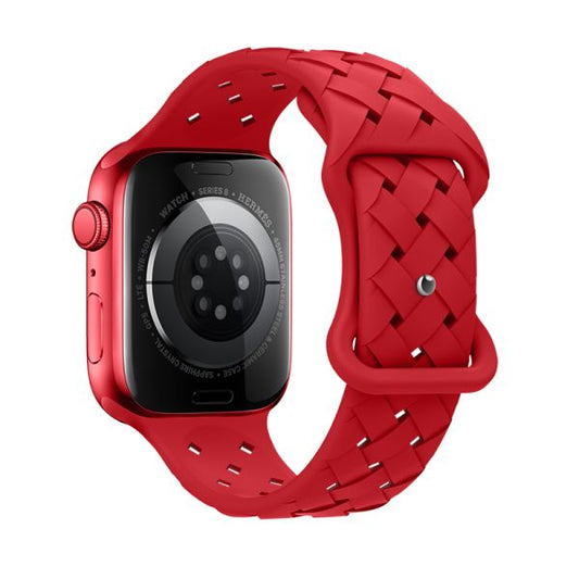 Apple Watch 38 / 40 / 41 / 42mm hoco. iWatch WA16 Flexible series bamboo pattern solid color silicone strap - big red