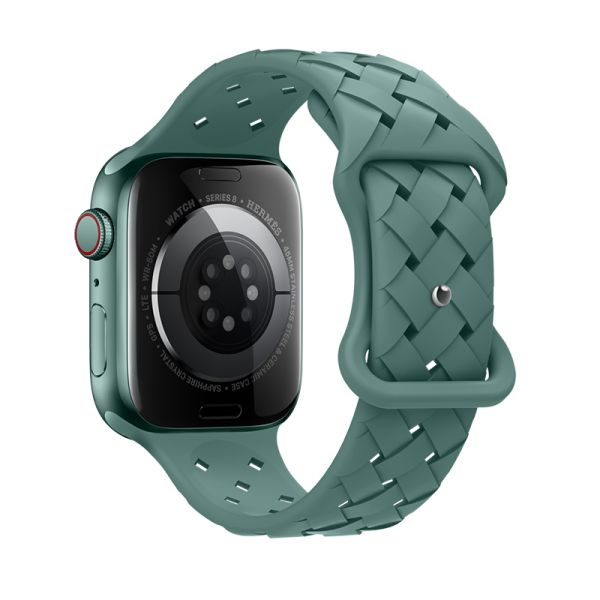 Apple Watch 38 / 40 / 41 / 42mm hoco. iWatch WA16 Flexible series bamboo pattern solid color silicone strap - pine green