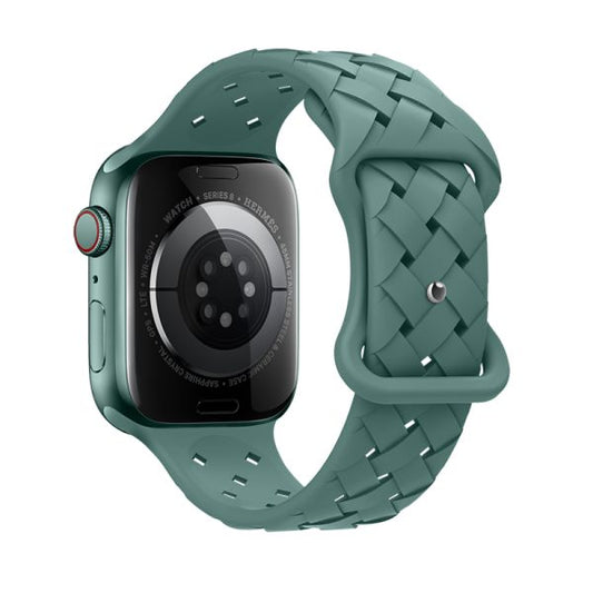 Apple Watch 38 / 40 / 41 / 42mm hoco. iWatch WA16 Flexible series bamboo pattern solid color silicone strap - pine green