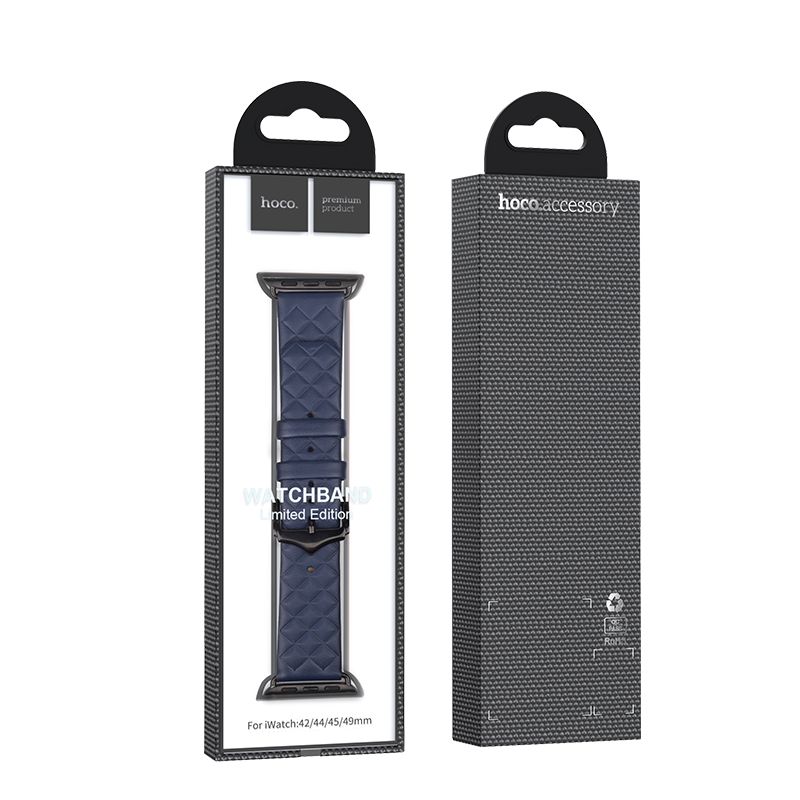 Apple Watch 38 / 40 / 41 / 42mm hoco. iWatch WA18 Elegant series leather strap - midnight blue