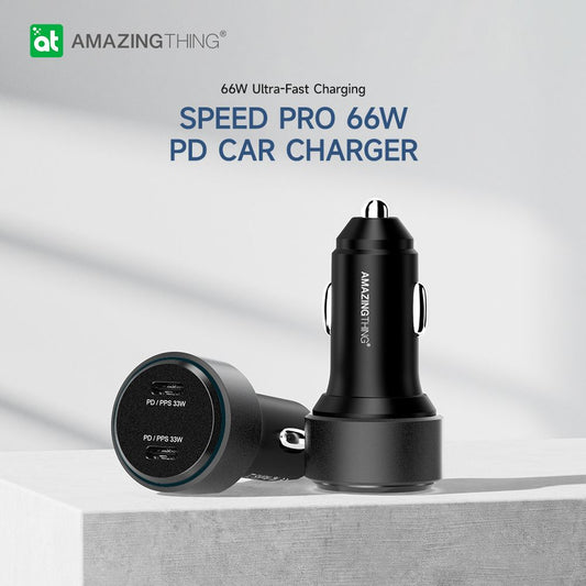 AMAZINGTHING Speed Pro PD66W / PPS33W 2 Port Car Charger - Black