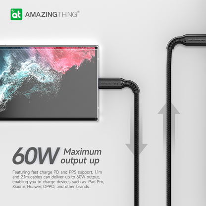 AMAZINGTHING 210cm 60W Thunder Pro USB-C to USB-C - Black