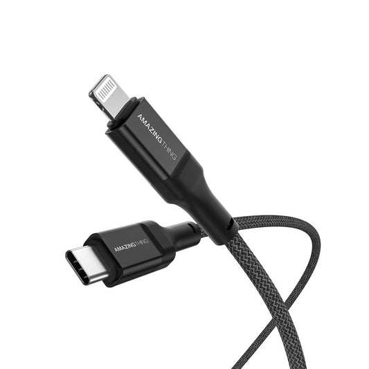 AMAZINGTHING MFI PD30W Tough Pro Lightning to USB-C - Black