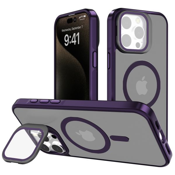 iPhone 16 BLACKTECH J3 Metallic Spaying With Camera Stand(Magnetic Compatible) - Purple