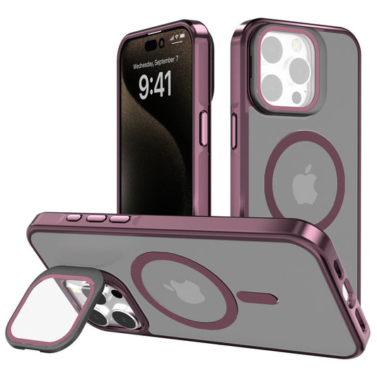 iPhone 16 Plus BLACKTECH J3 Metallic Spaying With Camera Stand(Magnetic Compatible) - Cherry