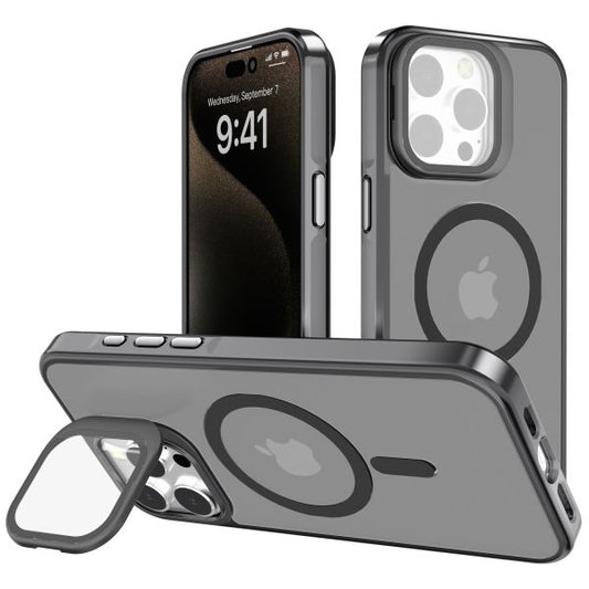 iPhone 16 Plus BLACKTECH J3 Metallic Spaying With Camera Stand(Magnetic Compatible) - Grey