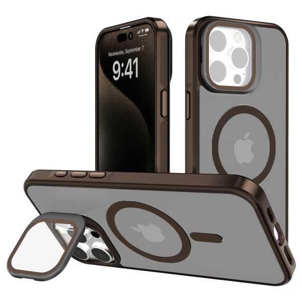 iPhone 16 Plus BLACKTECH J3 Metallic Spaying With Camera Stand(Magnetic Compatible) - Gold