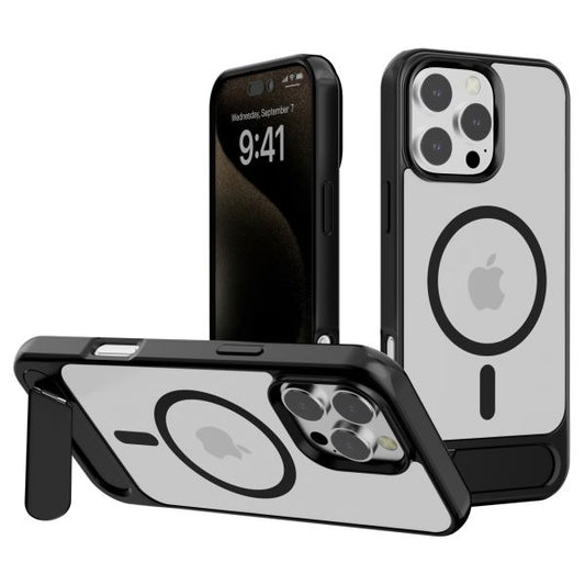 iPhone 16 Plus BLACKTECH X1 metallic with stand case (Magnetic Compatible) - Black