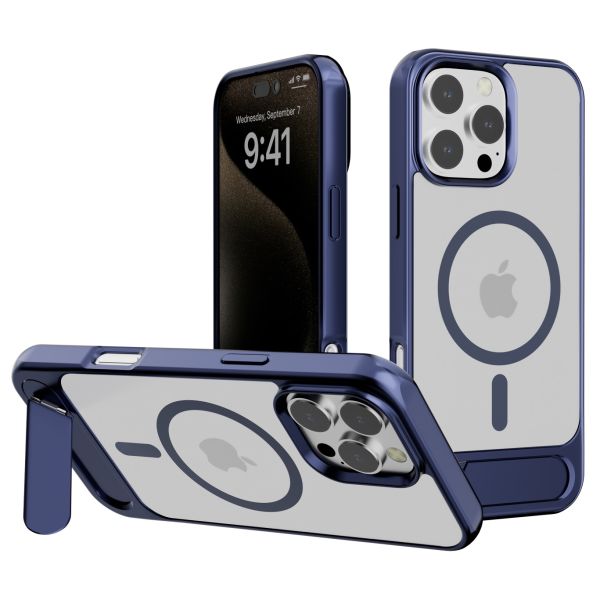 iPhone 16 Pro Max BLACKTECH X1 metallic with stand case (Magnetic Compatible) - Blue
