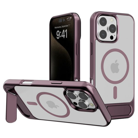 iPhone 16 Plus BLACKTECH X1 metallic with stand case (Magnetic Compatible) - Cherry