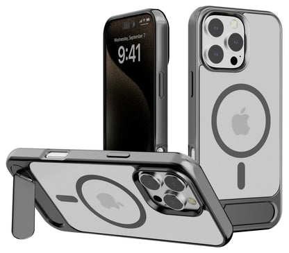 iPhone 16 BLACKTECH X1 metallic with stand case (MagSafe Compatible) - Grey