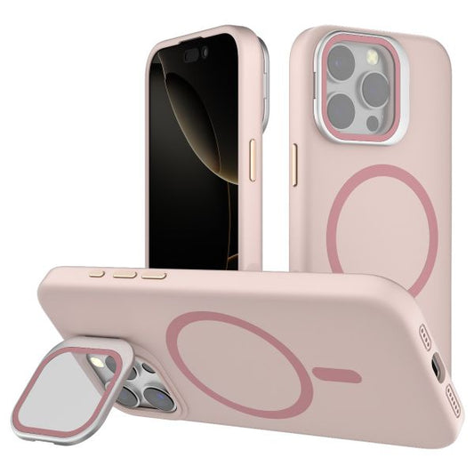 iPhone 16 Pro BLACKTECH Y2 Liquid Silicone With Camera Stand (Magnetic Compatible) - Pink