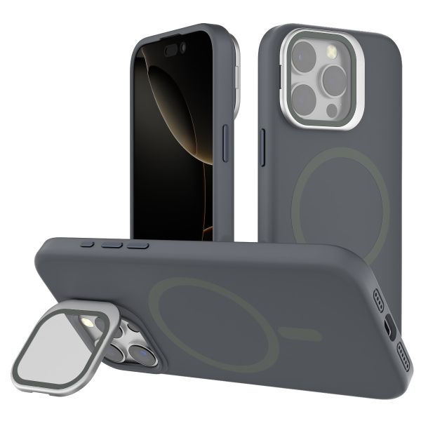 iPhone 16 Plus BLACKTECH Y2 Liquid Silicone With Camera Stand (Magnetic Compatible) - Grey