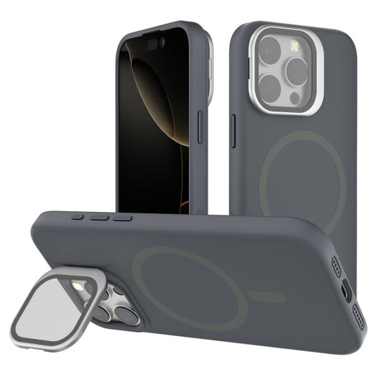 iPhone 16 Plus BLACKTECH Y2 Liquid Silicone With Camera Stand (Magnetic Compatible) - Grey
