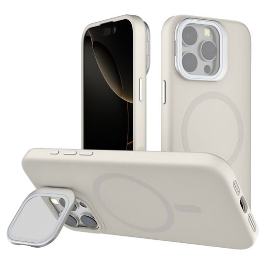 iPhone 16 BLACKTECH Y2 Liquid Silicone With Camera Stand (Magnetic Compatible) - White