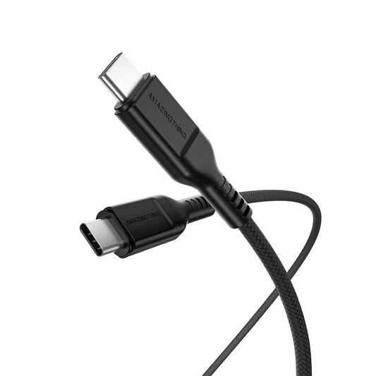 AMAZINGTHING Thunder Pro 240W C to C Cable 20cm (Anti- Bacterical Protection) - Black