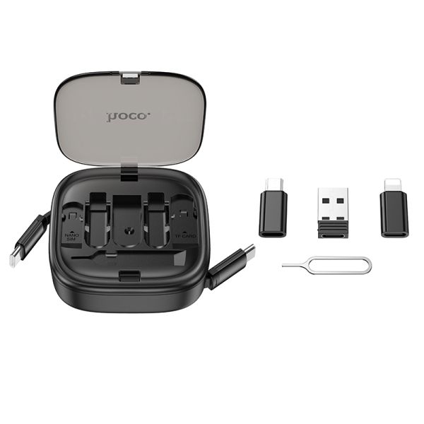 hoco. U140 Retractable charging data cable set - black