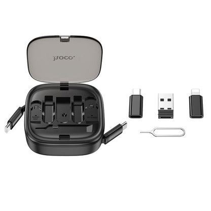 hoco. U140 Retractable charging data cable set - black