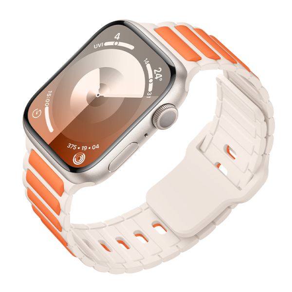hoco. iWatch WA31 Flexible series two-color silicone strap 38/40/41mm - starlight with orange