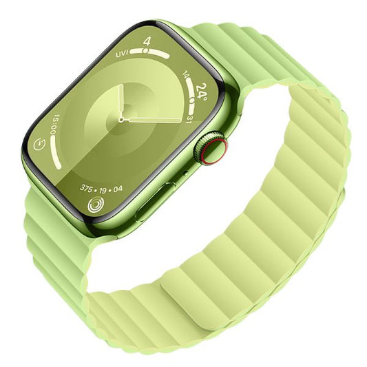 hoco. iWatch WA29 Flexible series buckle-free magnetic silicone strap 42/44/45/49mm - pine flower green with grass green