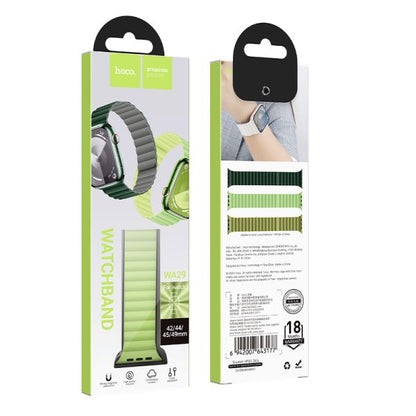 hoco. iWatch WA29 Flexible series buckle-free magnetic silicone strap 42/44/45/49mm - pine flower green with grass green