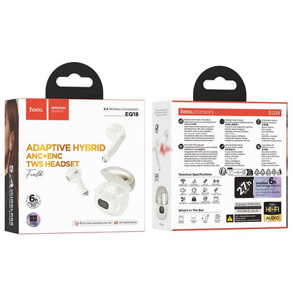 hoco. EQ18 Field ANC Active Noise Cancellation ENC true wireless BT headset - milky white