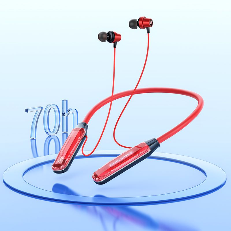 BOROFONE BE69 Crystal flash neck-mounted BT earphones - crystal red