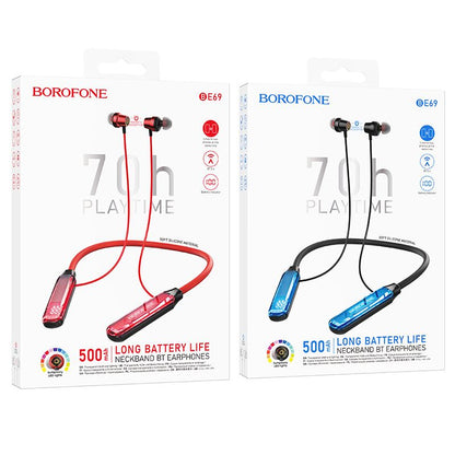 BOROFONE BE69 Crystal flash neck-mounted BT earphones - crystal red