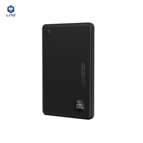 LITO LP08 5000mAh 15W Ultra Thin 5in1 Mag Power Bank (MagSafe Compatible) - Black