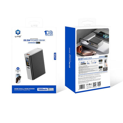 LITO LP05 GaN 10000mAh 22.5W Power Bank with LED display - Black
