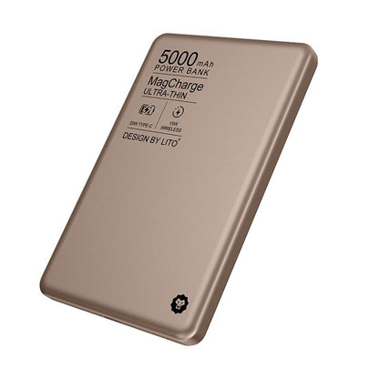 LITO LP01 5000mAh Ultra Thin Aluminum alloy material Mag Power Bank (MagSafe Compatible) - Bronze