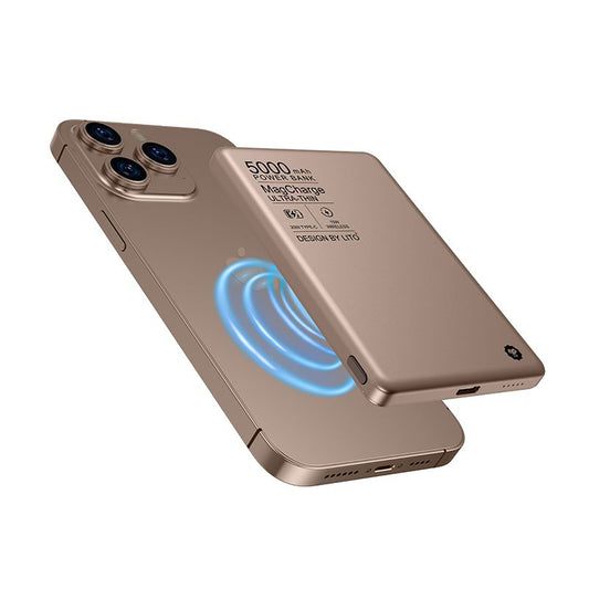 LITO LP01 5000mAh Ultra Thin Aluminum alloy material Mag Power Bank (MagSafe Compatible) - Bronze