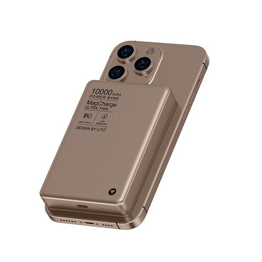 LITO LP01 10000mAh Ultra Thin Aluminum alloy material Mag Power Bank (MagSafe Compatible) - Bronze