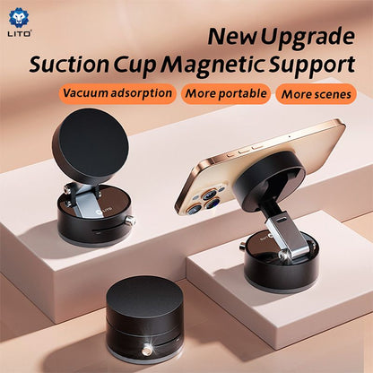 LITO LW03 Super Mag Force Vacuum Sucker Phone Stand (MagSafe Compatible) - Black