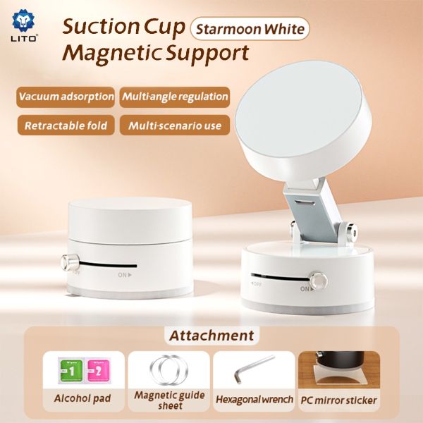 LITO LW03 Super Mag Force Vacuum Sucker Phone Stand (MagSafe Compatible) - White