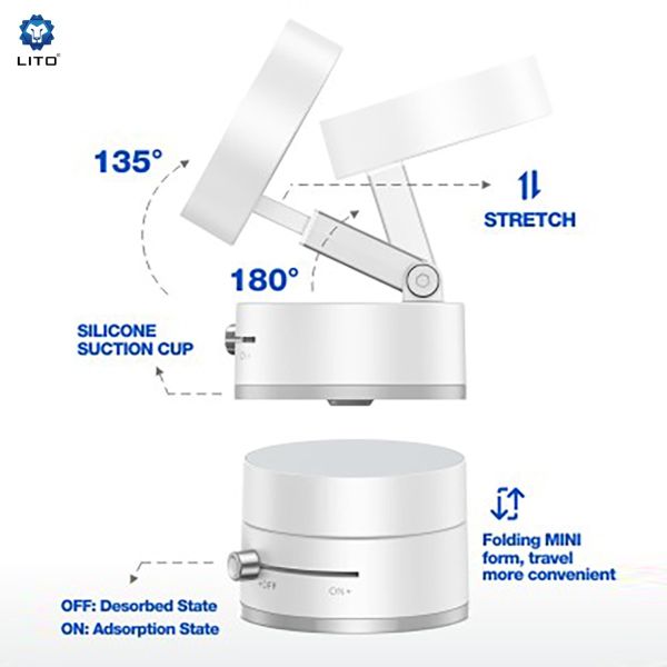 LITO LW03 Super Mag Force Vacuum Sucker Phone Stand (MagSafe Compatible) - White