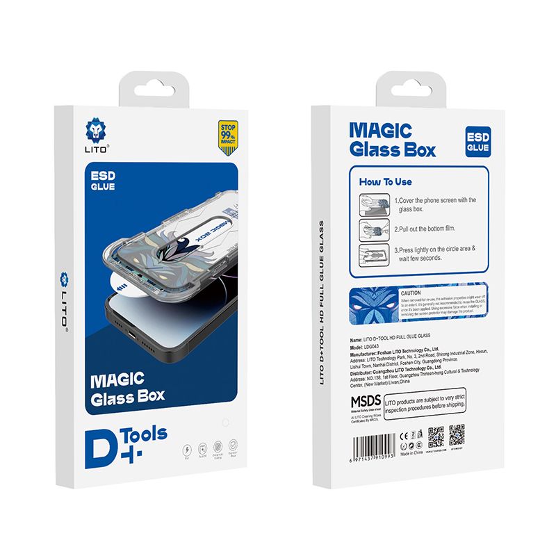 iPhone 15 LITO D9 D CLEAR Full Glass With Tools ESD - Black