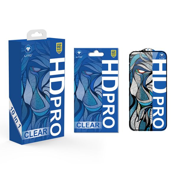 **10pcs/box** - iPhone 17 Pro LITO D13 HD PRO Clear Full Glass Full Glue-ESD Glue - Black