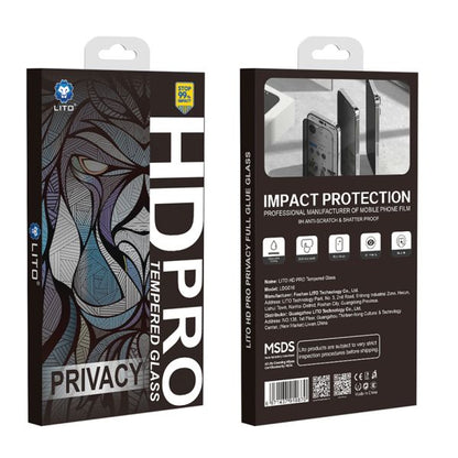 iPhone 14 Pro LITO LT-D16 HD PRO Privacy Full Glass Full Glue-ESD Glue - Black