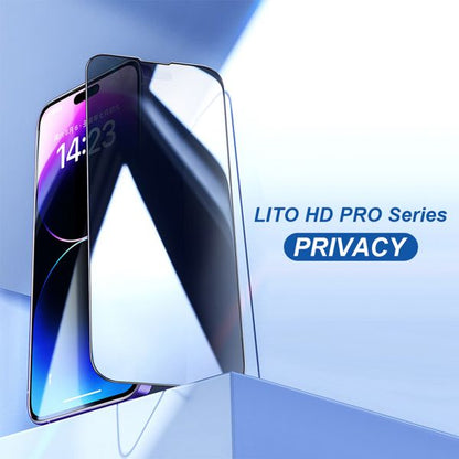 iPhone 14 Pro LITO LT-D16 HD PRO Privacy Full Glass Full Glue-ESD Glue - Black
