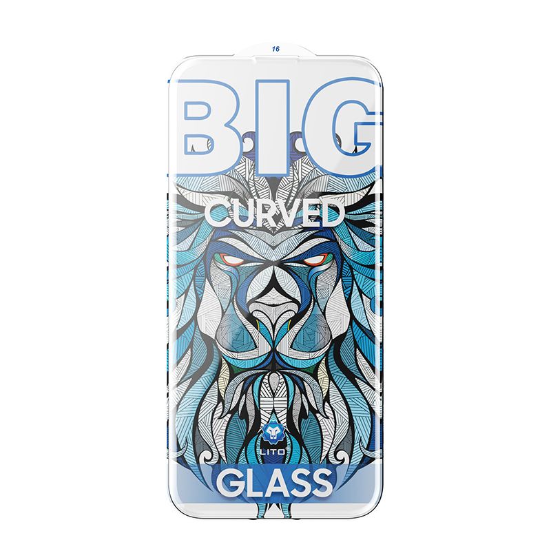 iPhone 16 LITO D19 Big curved 0.4mm Full Tempered Glass Screen Protector - Clear