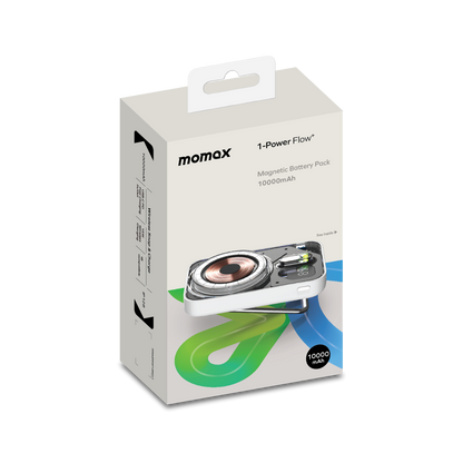Momax 1-power flow pro 10000mah Mag Wireless Battery Pack Stand (MagSafe Compatible) - White