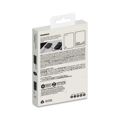 Momax 1-POWER 10000mah power bank with cable - Black
