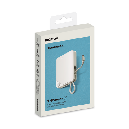 Momax 1-POWER 10000mah power bank with cable - White