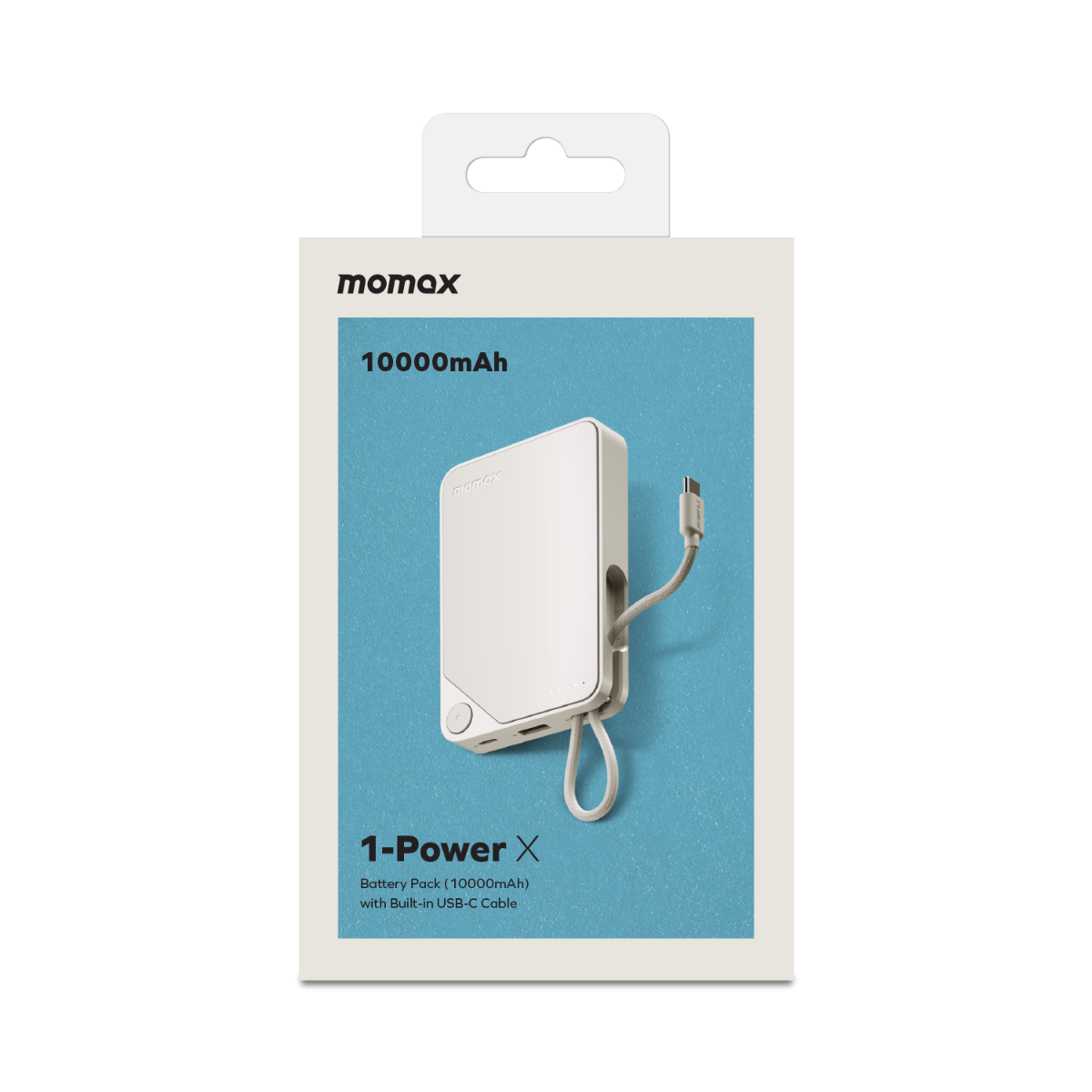 Momax 1-POWER 10000mah power bank with cable - White