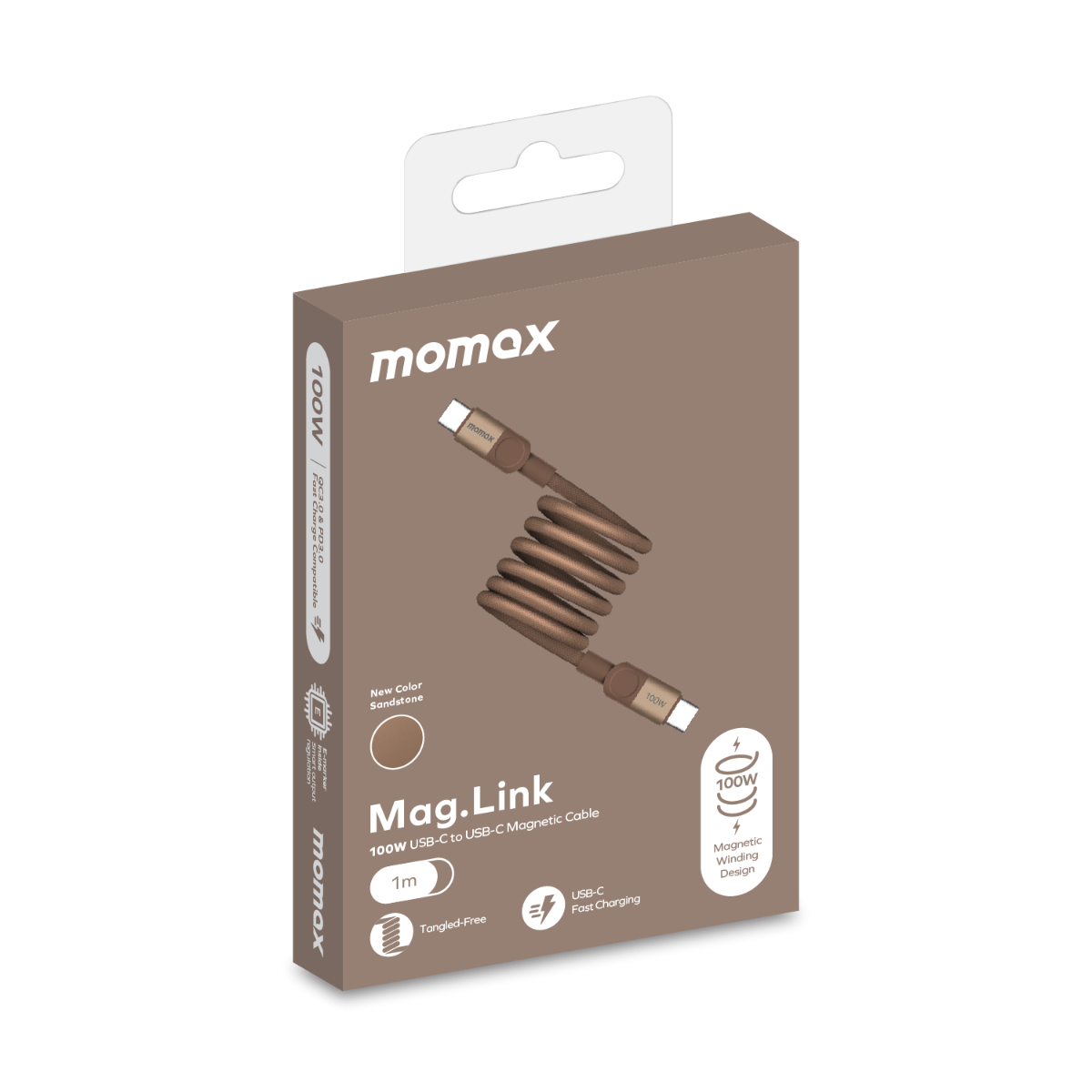 Momax Mag.Link Magnetic USB-C to USB-C cable 100w 1M - Gold