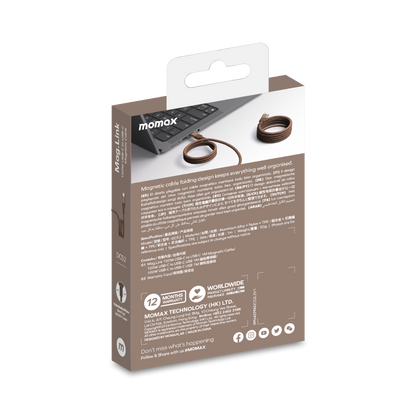 Momax Mag.Link Magnetic USB-C to USB-C cable 100w 1M - Gold