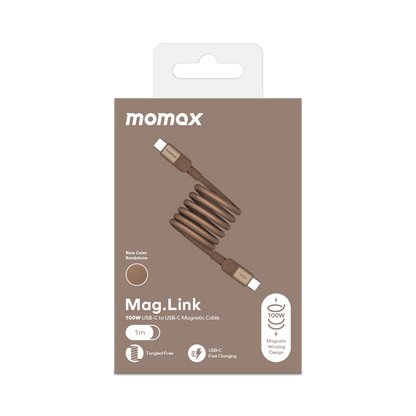 Momax Mag.Link Magnetic USB-C to USB-C cable 100w 1M - Gold