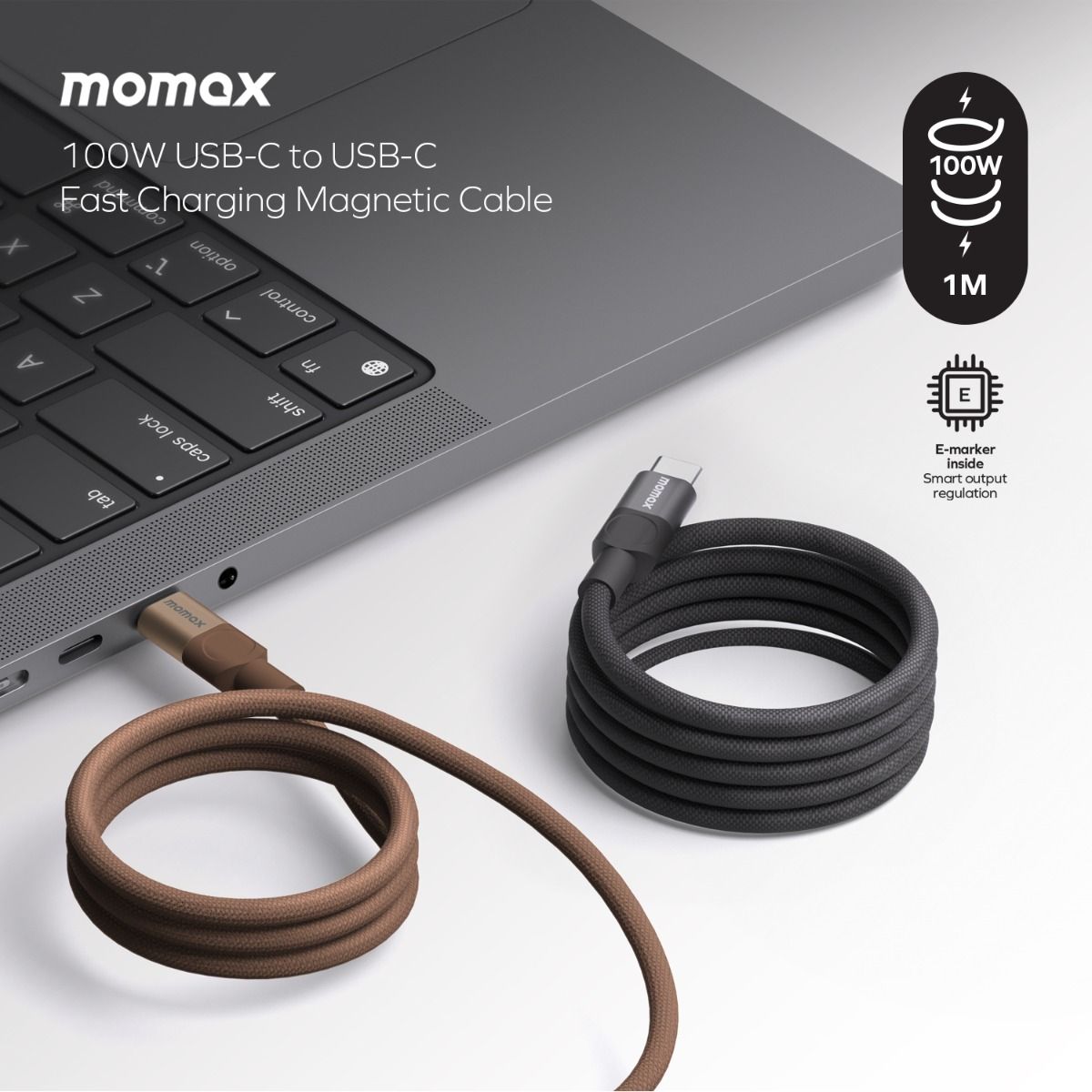 Momax Mag.Link Magnetic USB-C to USB-C cable 100w 1M - Gold